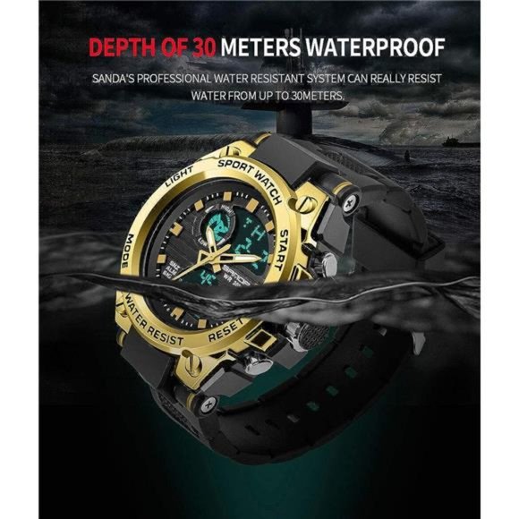 Amazon.com: KXAITO Men Men\'s Watches Sports Outdoor Waterproof Military Watch Date Multi Function LED
